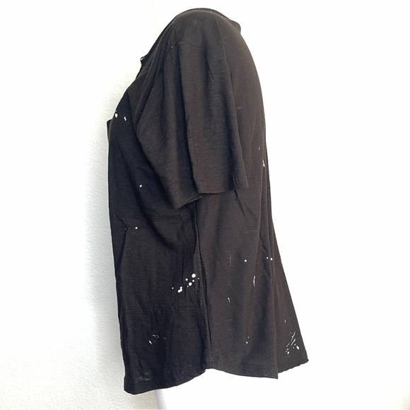 MICHELLE BY COMUNE New With Tags paint spatter T-shirt torn neckline - Picture 2 of 12